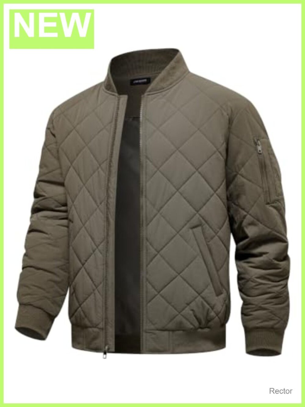 Quilted Bomber Jacket Stand Collar Lightweight Warm Zip Coat